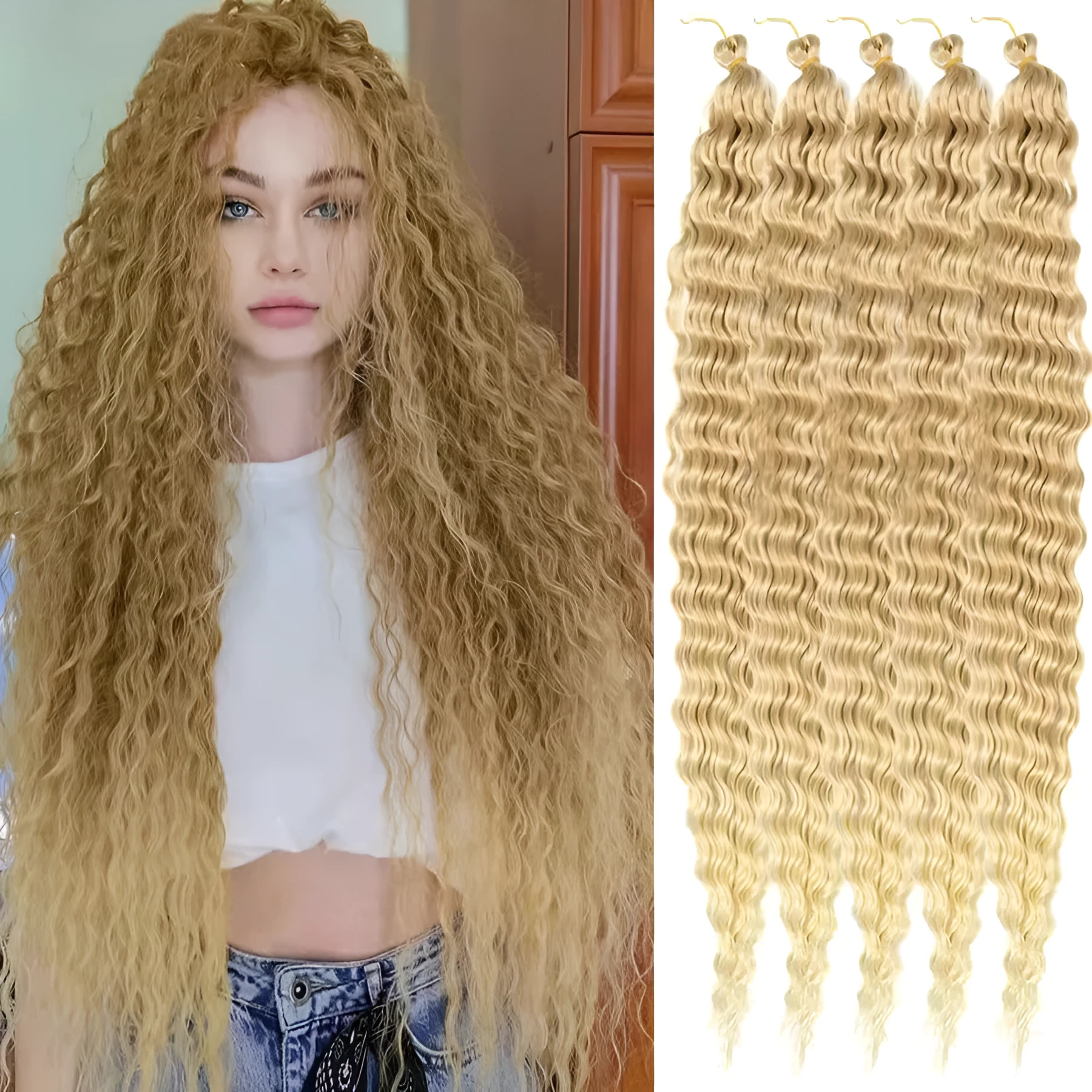 European and American style 32-inch Russian chemical fiber wig in multiple colours, high temperature wire, machine-made, lightweight 100g