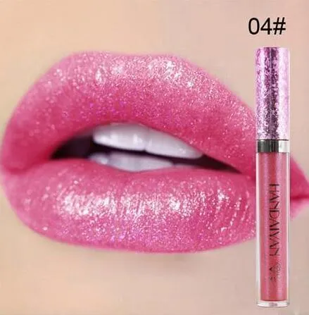 Glitter liquid lipstick with diamond pearlescent finish non-stick cup formula mermaid shimmer