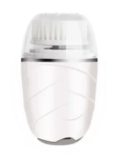 3 in 1 electric facial cleanser with three brush heads and dual speed settings in golden, pink, and white colours
