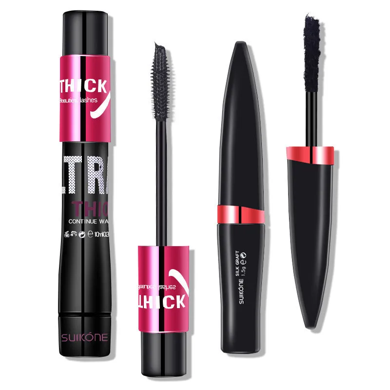 Black silk graft mascara tube with 10ml net content for thick dark lashes