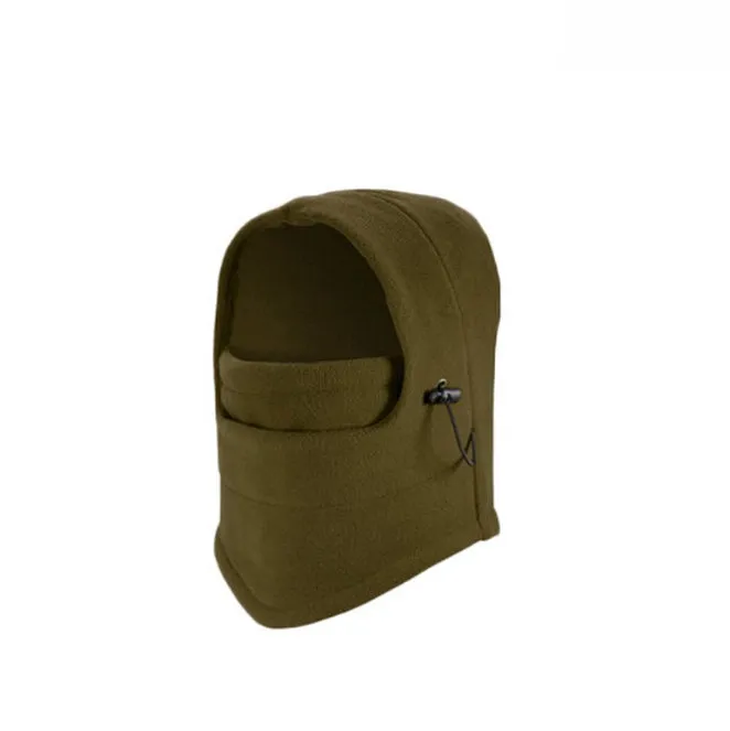 Unisex windproof fleece hat with face mask and neck guard in black