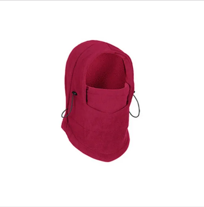 Unisex windproof fleece hat with face mask and neck guard in black