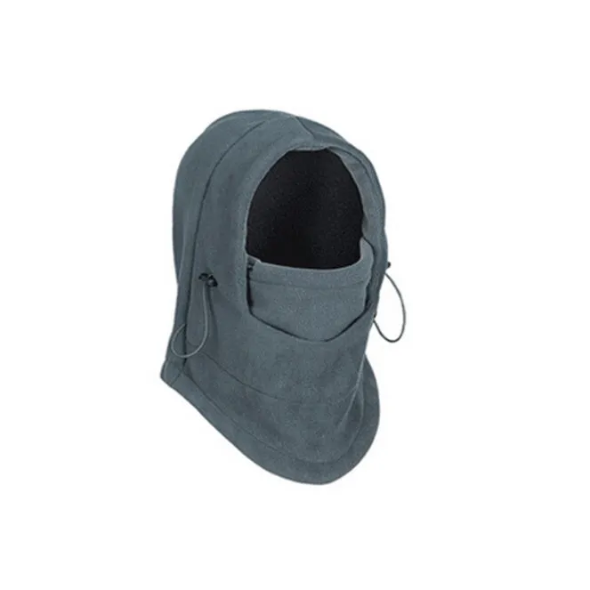 Unisex windproof fleece hat with face mask and neck guard in black