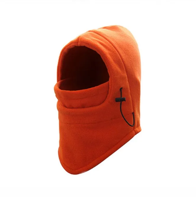 Unisex windproof fleece hat with face mask and neck guard in black