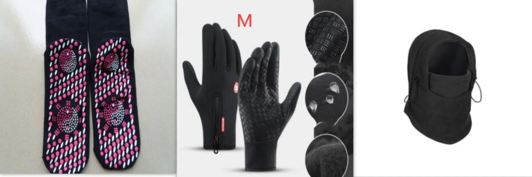 Unisex windproof fleece hat with face mask and neck guard in black