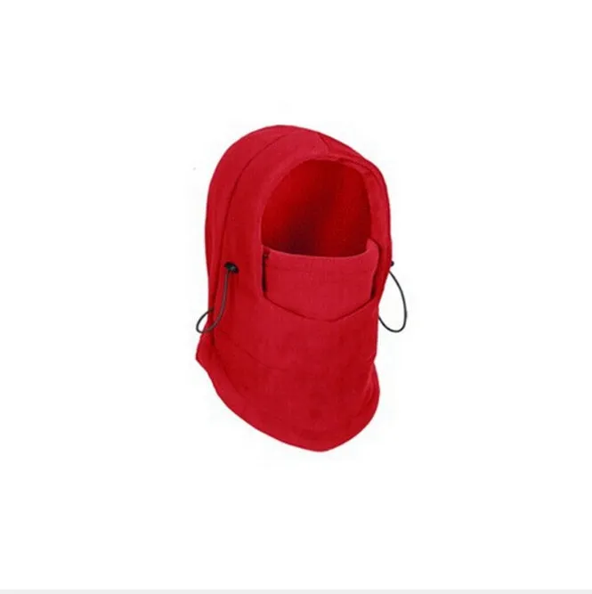 Unisex windproof fleece hat with face mask and neck guard in black
