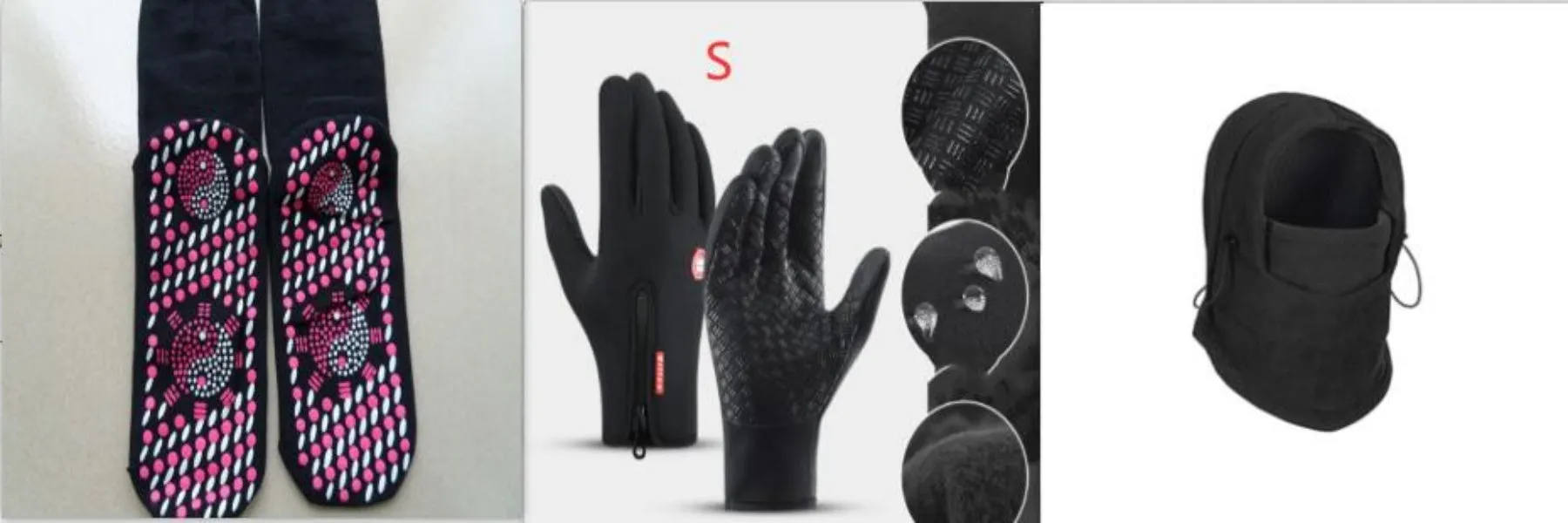 Unisex windproof fleece hat with face mask and neck guard in black