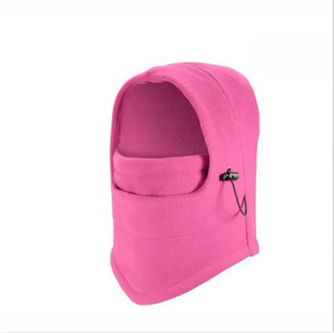 Unisex windproof fleece hat with face mask and neck guard in black