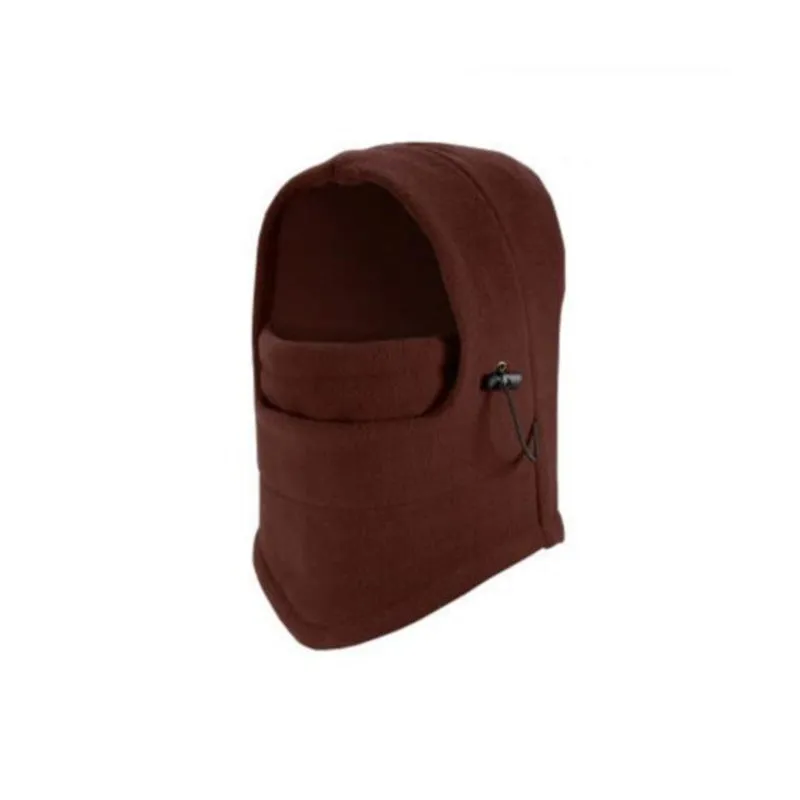 Unisex windproof fleece hat with face mask and neck guard in black