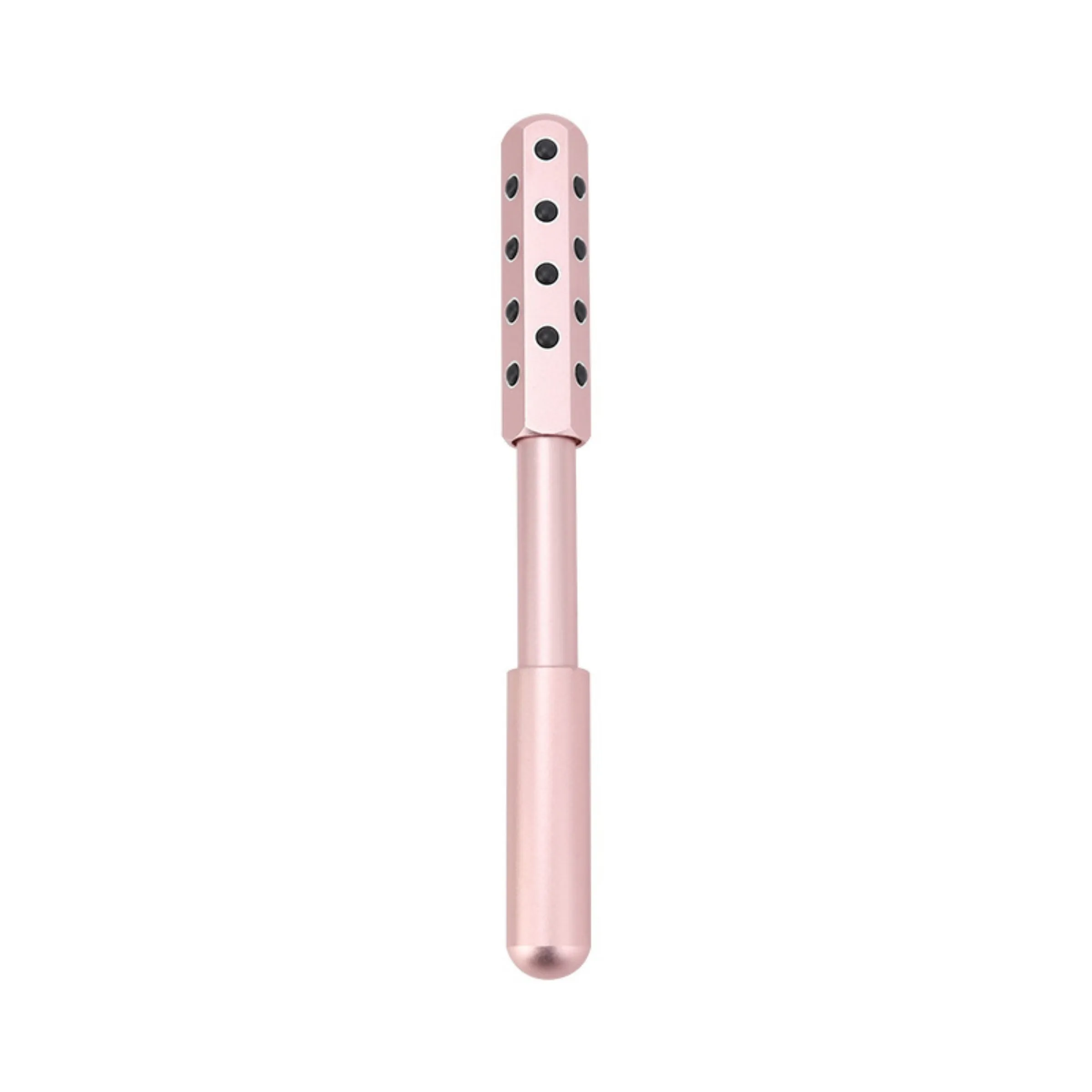 Purple handheld facial massage roller with germanium particles on a white background.