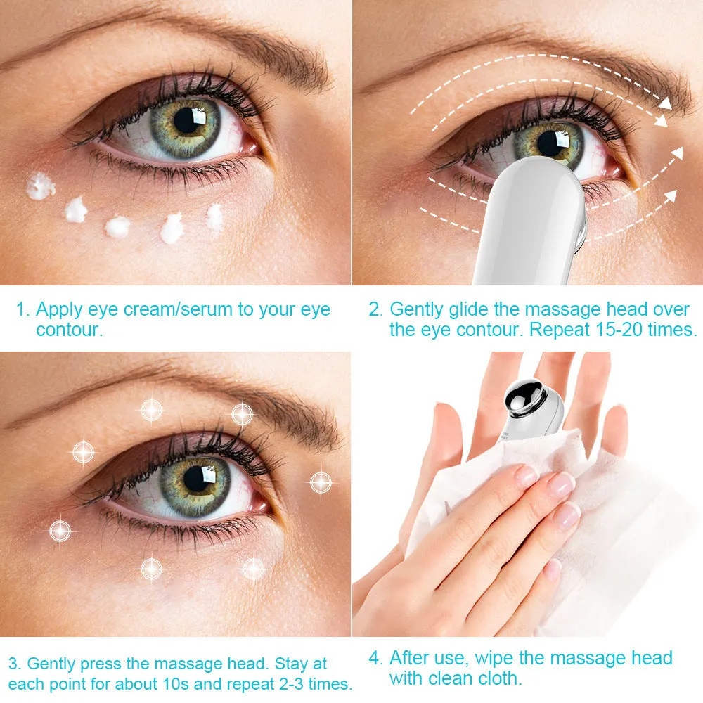 Beautefas portable eye massager in white, 148 x 24.5 x 23mm, with induction sensor strip