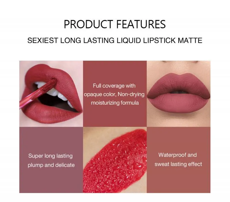 HANDAIYAN matte liquid lipstick set gift box with 6 non-sticky full coverage shades