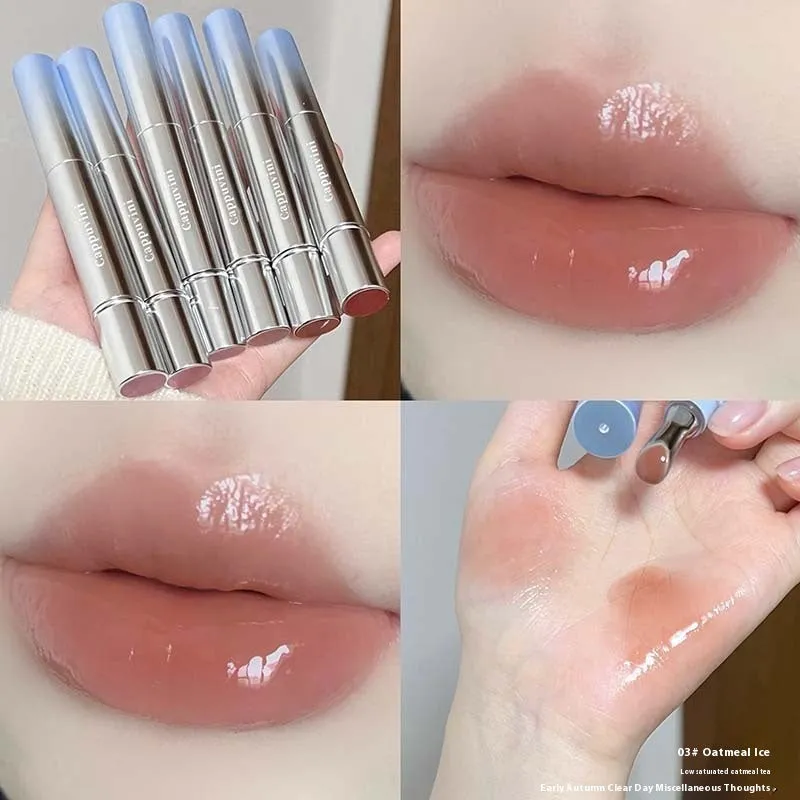 Mirror Water Light lip gloss lipstick tube in six translucent ice-toned shades