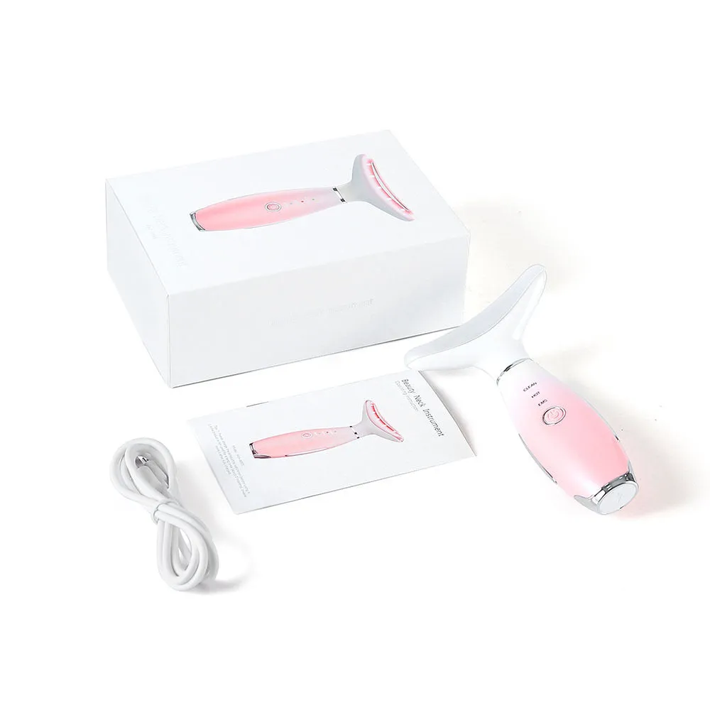 IPL removal wrinkle lift heating neck beauty device in pink white with USB cable