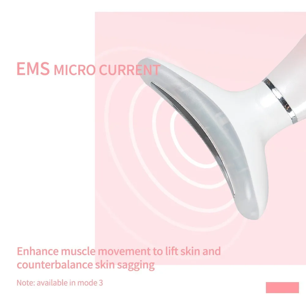 IPL removal wrinkle lift heating neck beauty device in pink white with USB cable