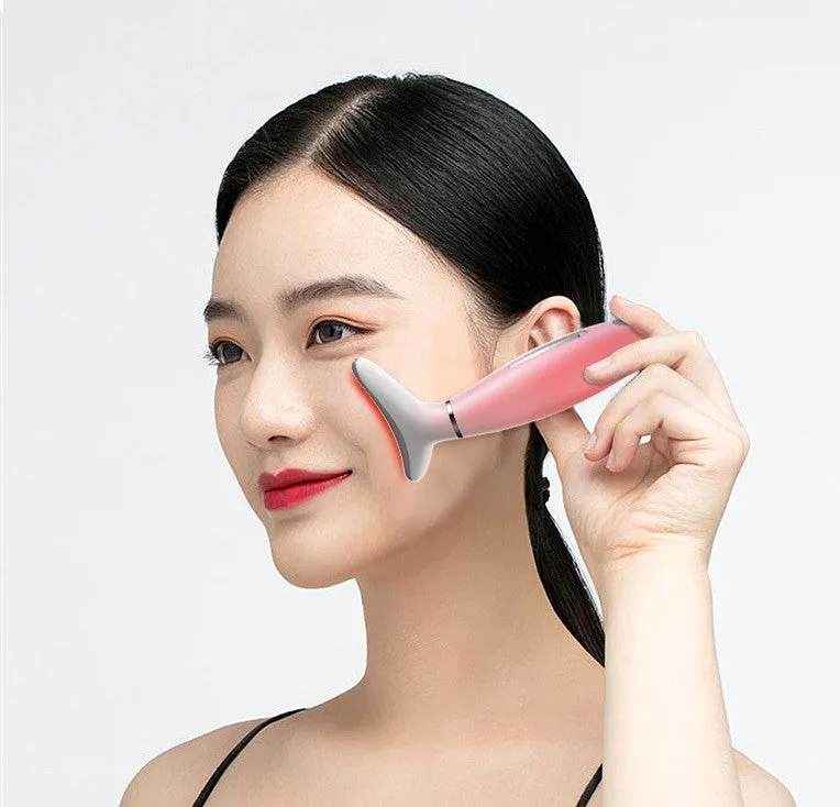 IPL removal wrinkle lift heating neck beauty device in pink white with USB cable