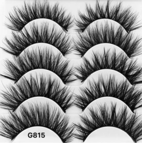 3D mink hair false eyelashes thick section cotton stem 5 pairs natural volume