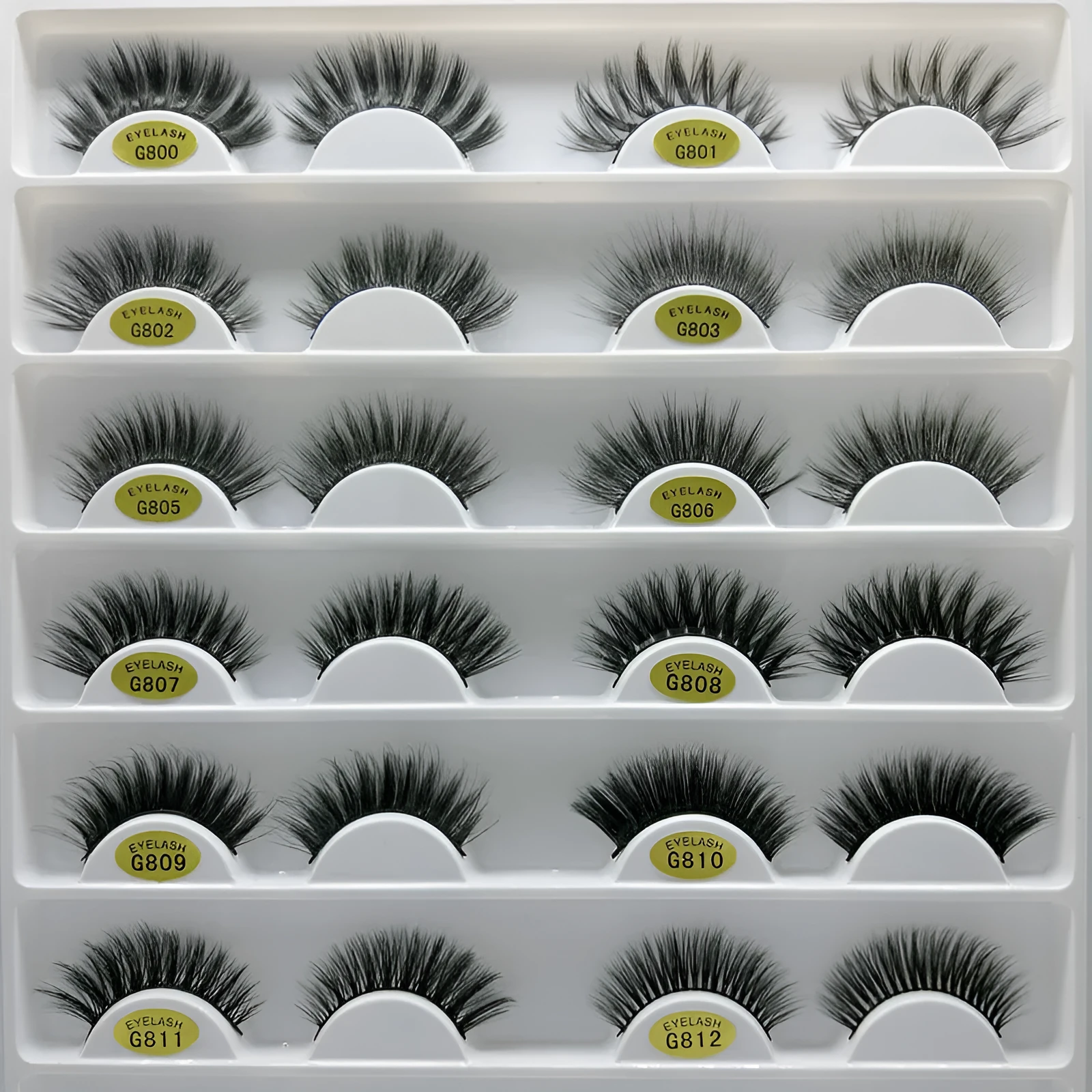 3D mink hair false eyelashes thick section cotton stem 5 pairs natural volume