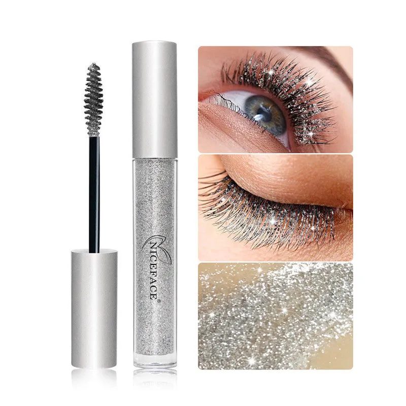 NICEFACE Diamond Shimmer Mascara in Silver – standard tube with silver sparkle wand