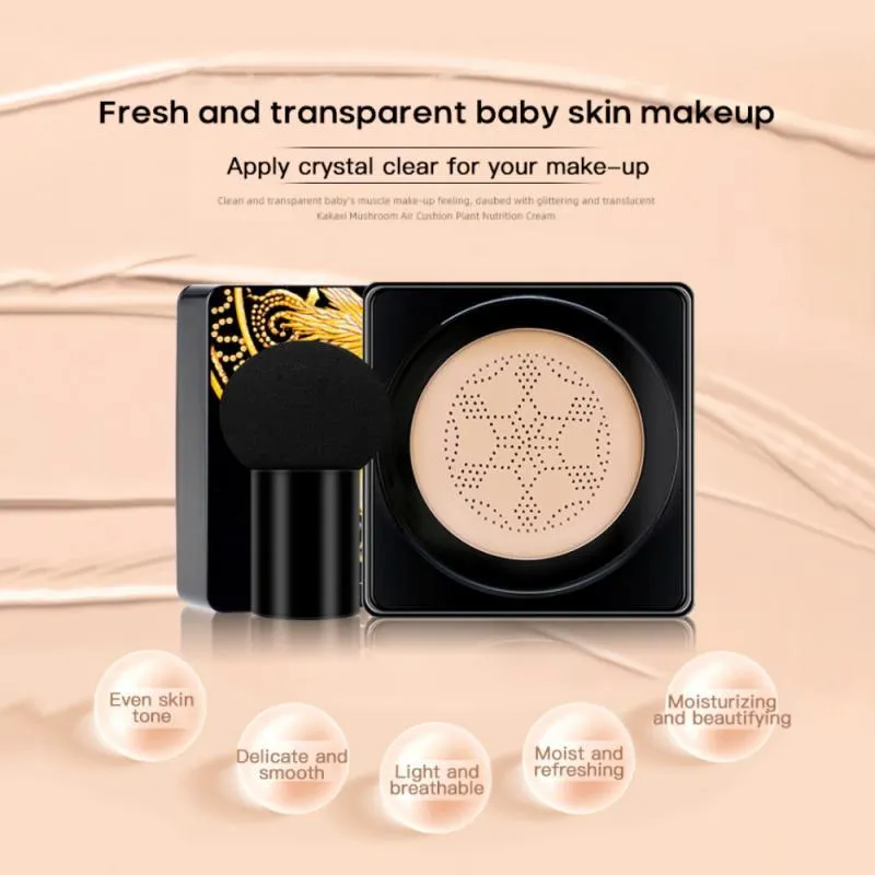 Kakashi small mushroom cushion BB cream foundation compact with SPF in Ivory and Natural colour for combination skin