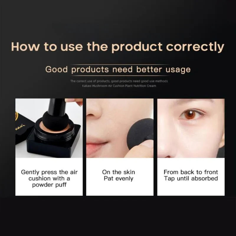 Kakashi small mushroom cushion BB cream foundation compact with SPF in Ivory and Natural colour for combination skin