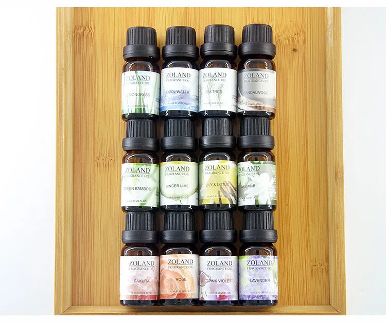 10ml bottle of water-soluble aromatherapy essential oil in five colour options for humidifiers and diffusers
