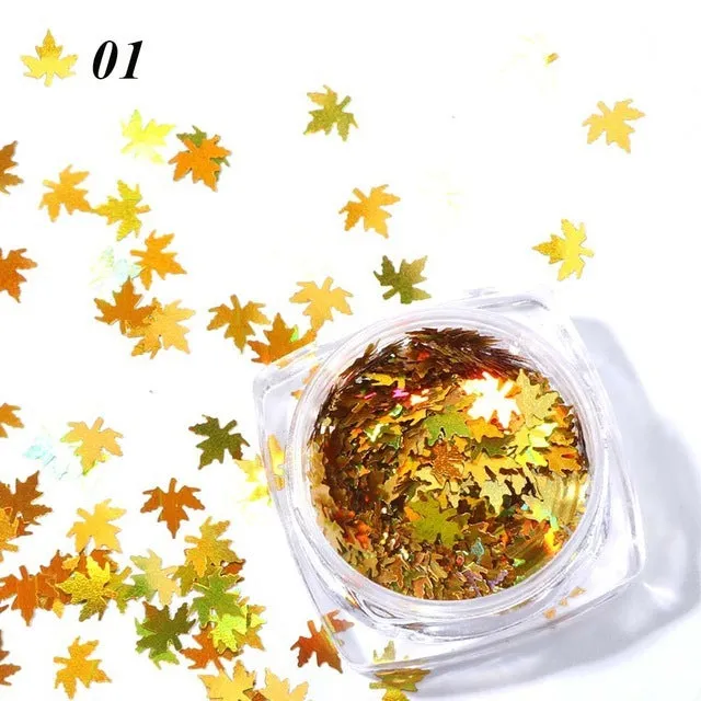 Gradient maple leaf nail sequins in mixed colours for autumn nail art and home decoration