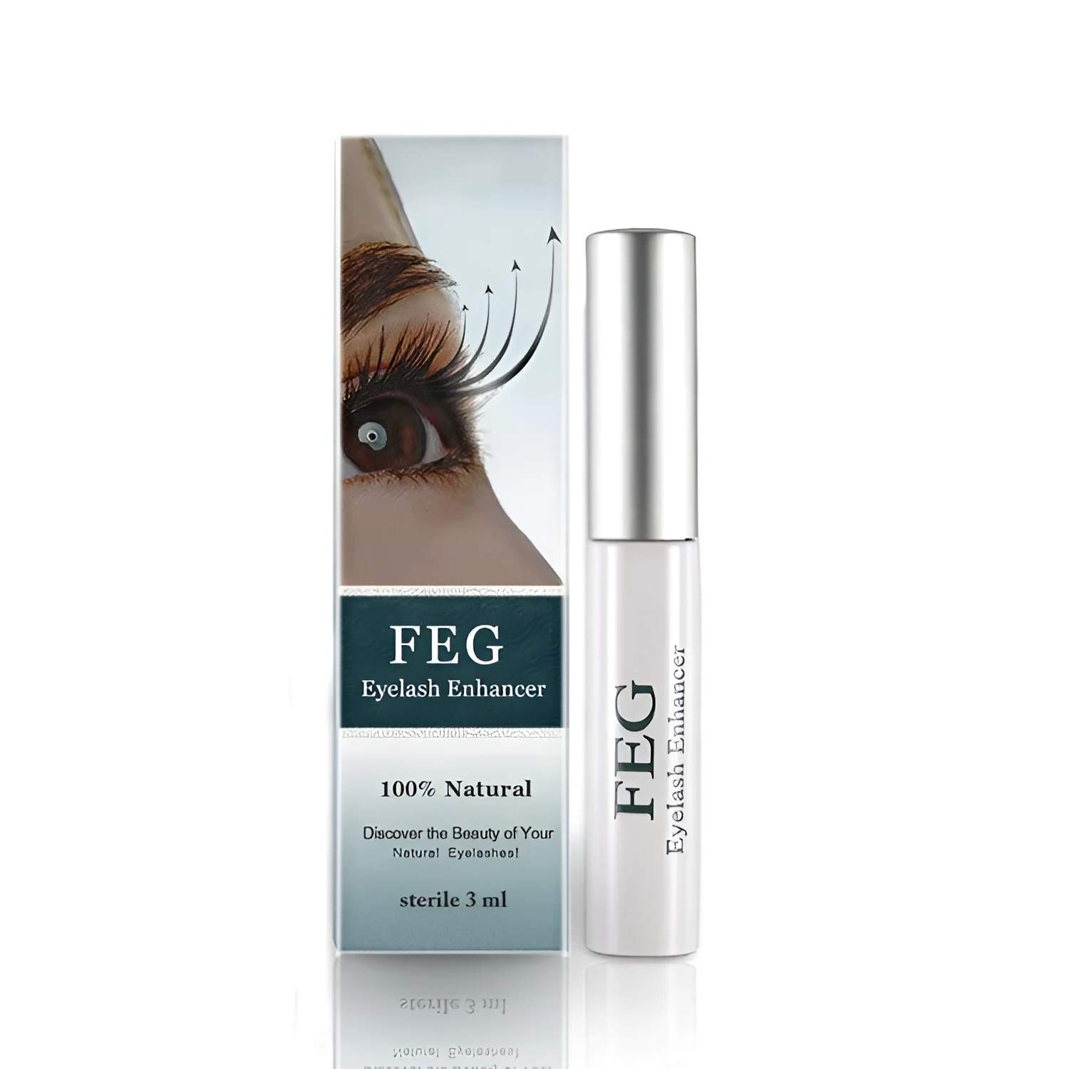 Eyelash growth serum 3ml bottle with brush applicator transparent colourless liquid herbal formula