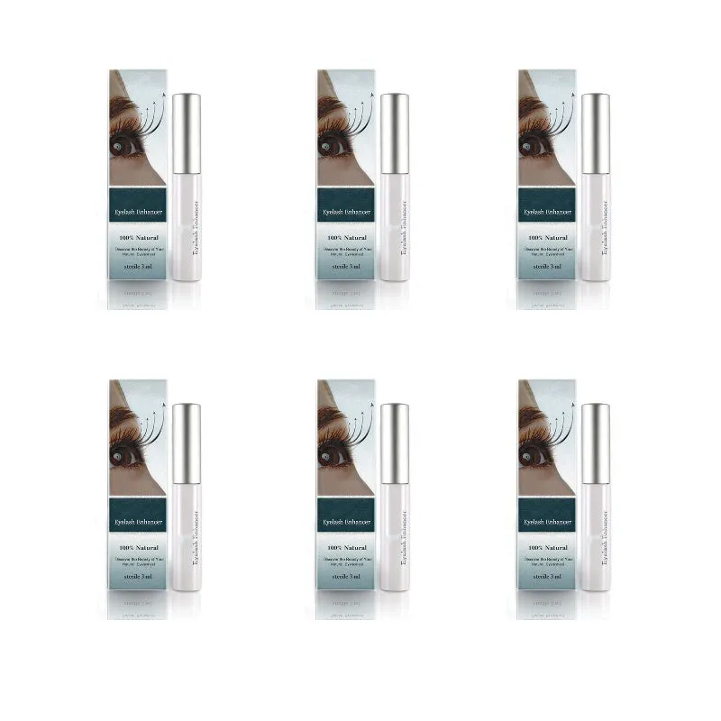 Eyelash growth serum 3ml bottle with brush applicator transparent colourless liquid herbal formula
