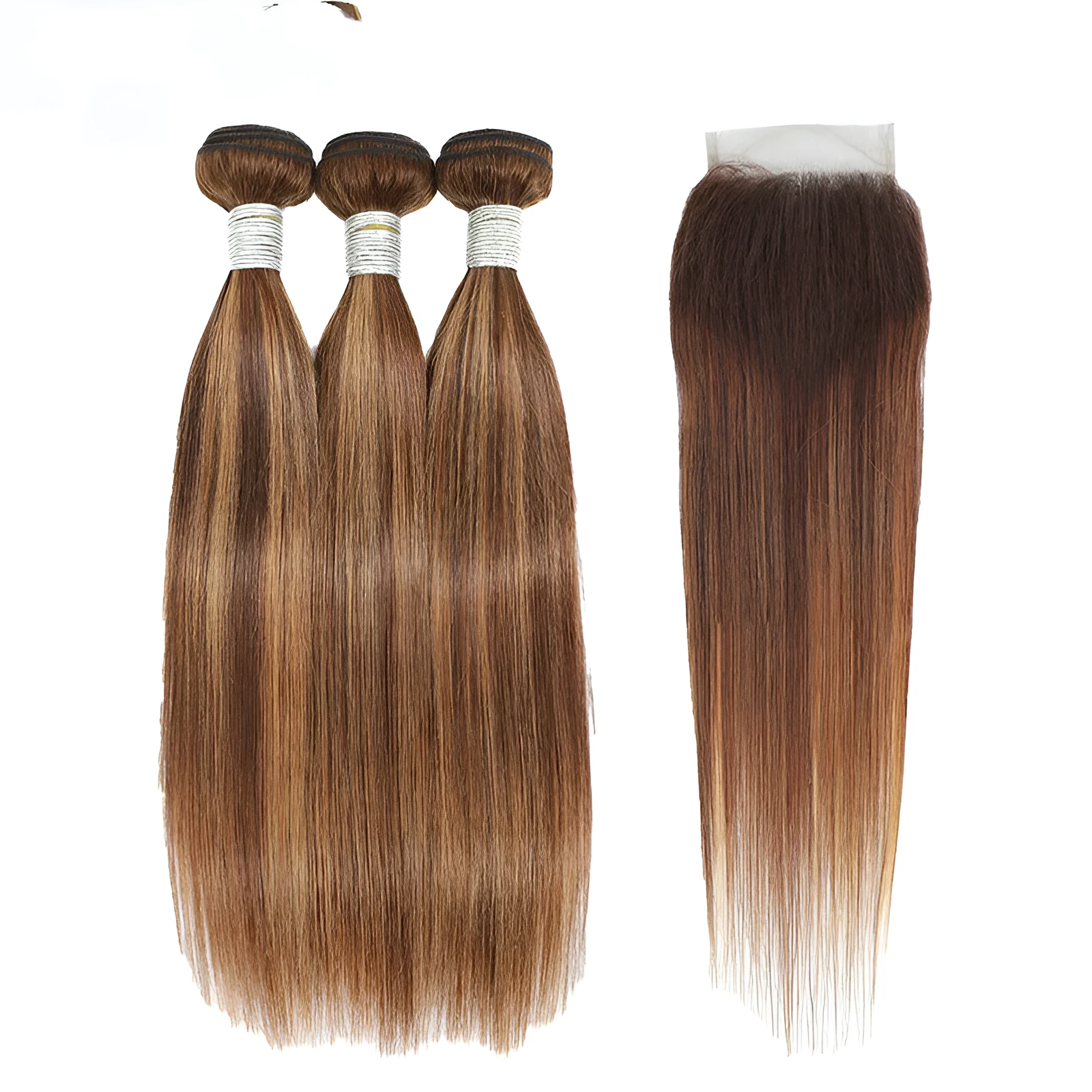 Hand-woven human hair wig piece long straight side bangs natural look 8A colour