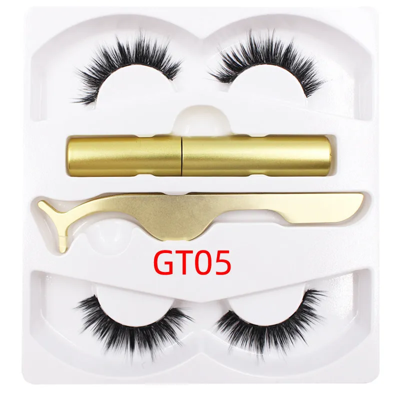 Magnetic eyeliner and false eyelash set with tweezer, waterproof, reusable, 0.2 mm silicone fibres, natural look