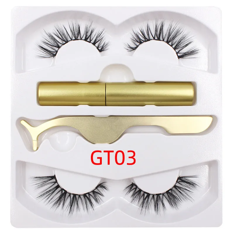 Magnetic eyeliner and false eyelash set with tweezer, waterproof, reusable, 0.2 mm silicone fibres, natural look