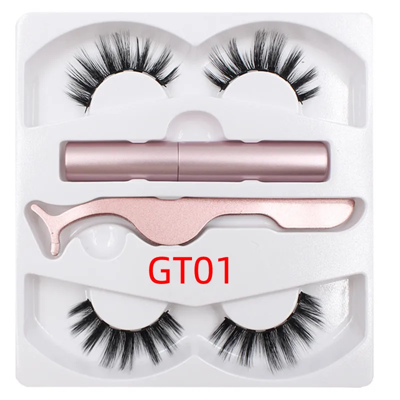 Magnetic eyeliner and false eyelash set with tweezer, waterproof, reusable, 0.2 mm silicone fibres, natural look