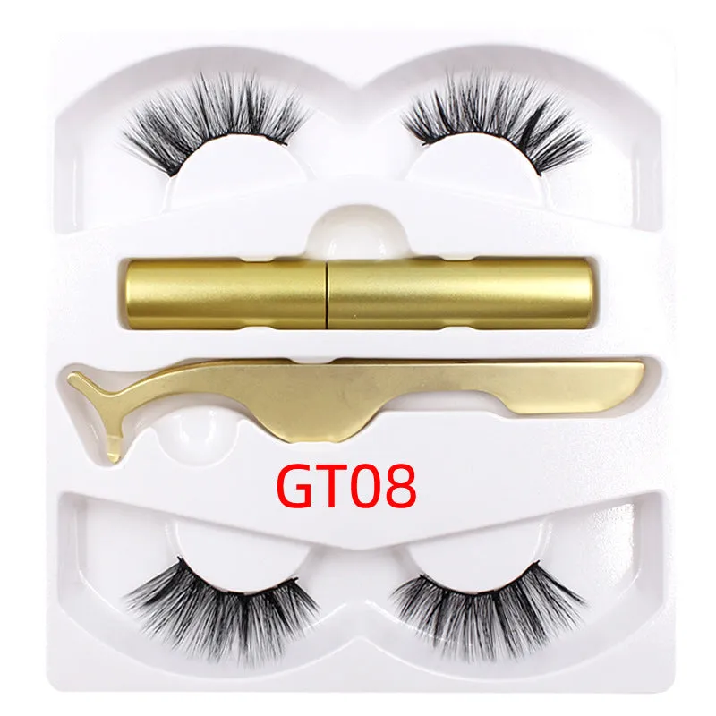 Magnetic eyeliner and false eyelash set with tweezer, waterproof, reusable, 0.2 mm silicone fibres, natural look