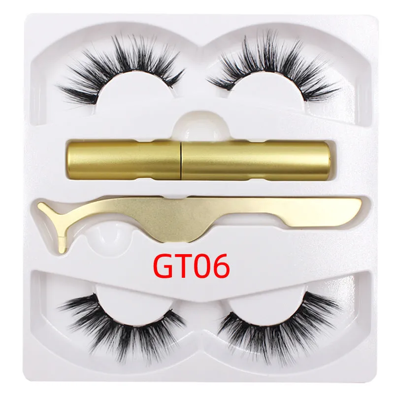 Magnetic eyeliner and false eyelash set with tweezer, waterproof, reusable, 0.2 mm silicone fibres, natural look