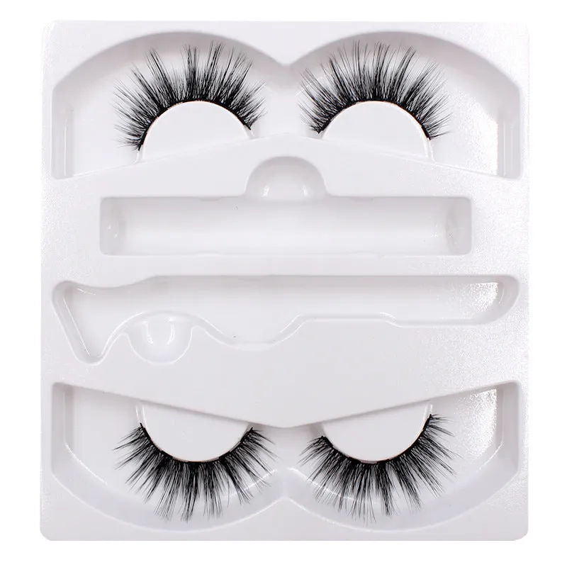 Magnetic eyeliner and false eyelash set with tweezer, waterproof, reusable, 0.2 mm silicone fibres, natural look