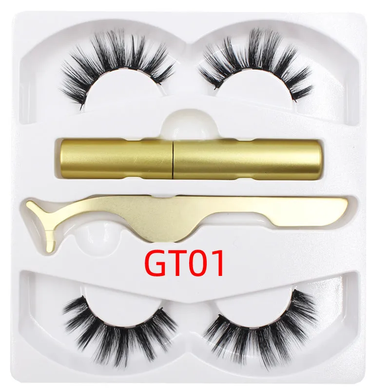 Magnetic eyeliner and false eyelash set with tweezer, waterproof, reusable, 0.2 mm silicone fibres, natural look