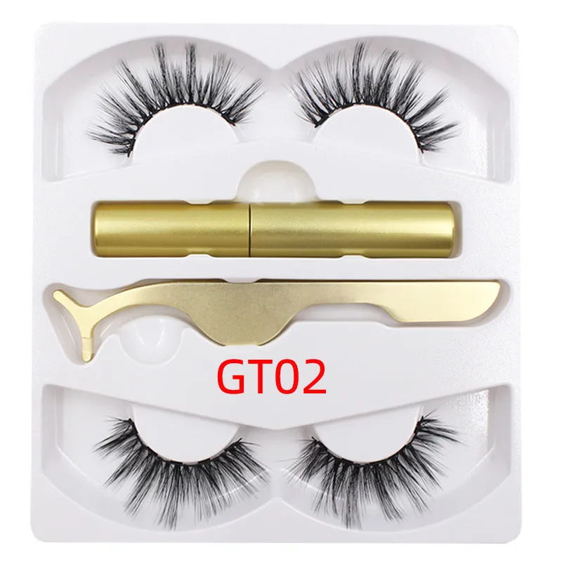 Magnetic eyeliner and false eyelash set with tweezer, waterproof, reusable, 0.2 mm silicone fibres, natural look