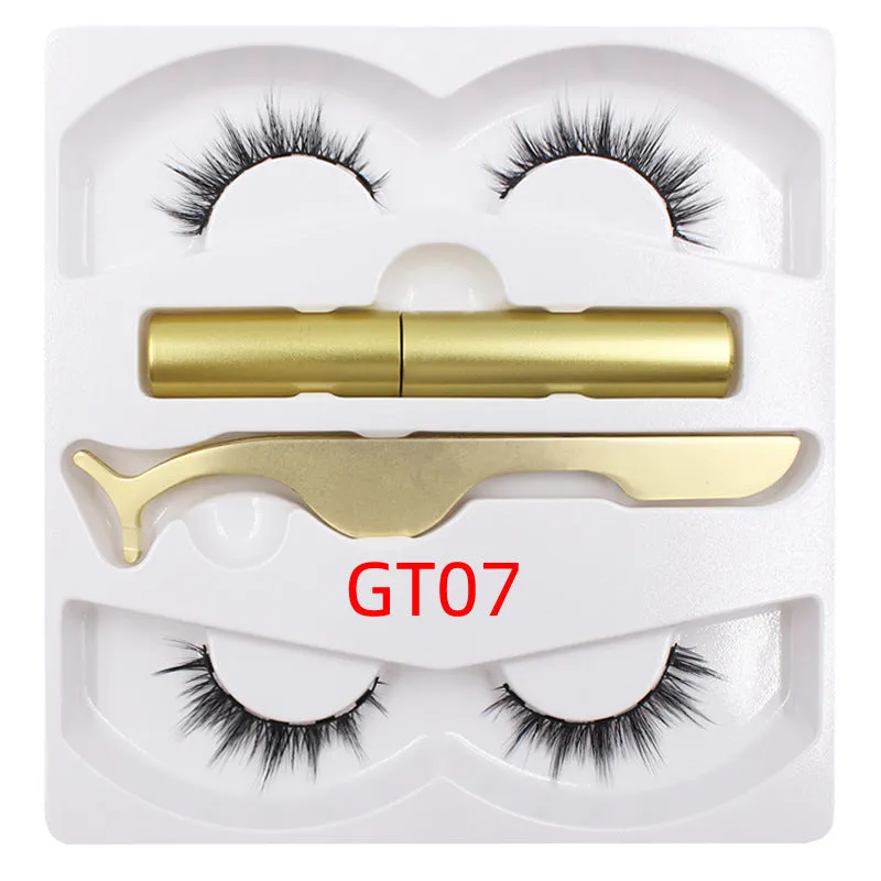 Magnetic eyeliner and false eyelash set with tweezer, waterproof, reusable, 0.2 mm silicone fibres, natural look