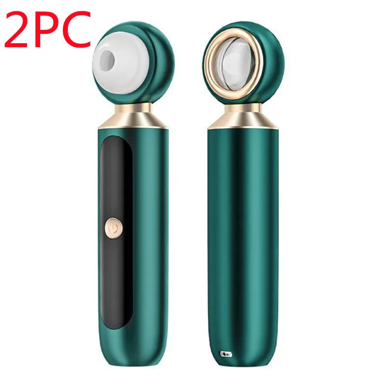 Portable visual blackhead meter with convex lens, three suction tips, and LED light in green colour