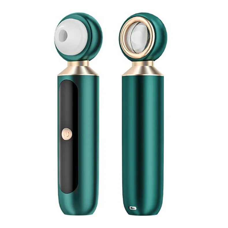 Portable visual blackhead meter with convex lens, three suction tips, and LED light in green colour