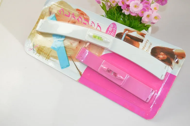 Bang trimmer ruler made of ABS plastic in blue and pink colour options for home haircut fringe cutting