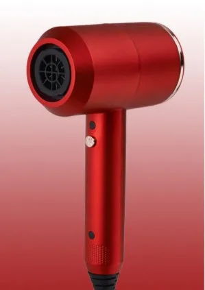 Hotel hammer hair dryer in grey with dual voltage 1800-2000W, three speeds, and two air nozzles plus diffuser