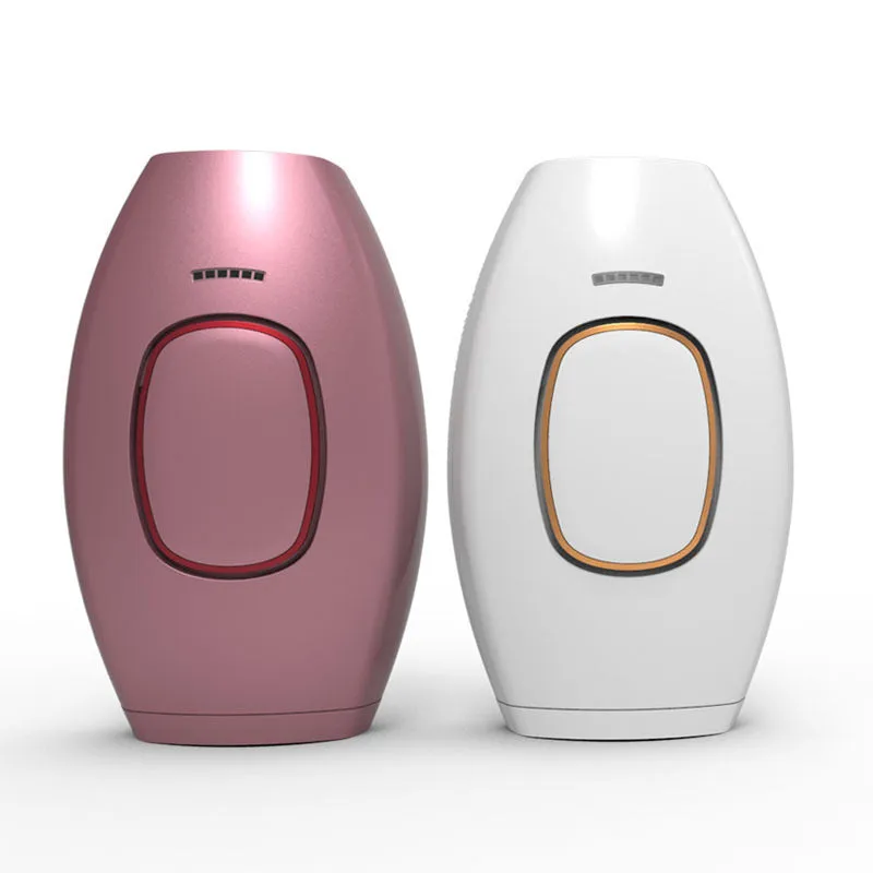Home laser hair removal instrument with pulsed light technology, xenon quartz light tube, 470nm-1100nm wavelength, 33*10mm2 focus size, 1.5-3.9J/cm2 energy, over 300,000 flashes, ABS body, in Black, Rose Gold, White, for UK or other plug models.