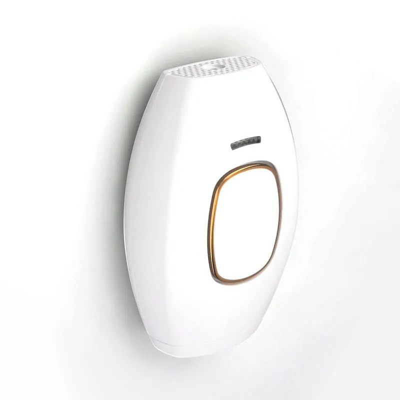 Home laser hair removal instrument with pulsed light technology, xenon quartz light tube, 470nm-1100nm wavelength, 33*10mm2 focus size, 1.5-3.9J/cm2 energy, over 300,000 flashes, ABS body, in Black, Rose Gold, White, for UK or other plug models.