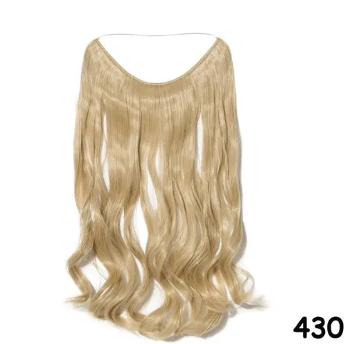 S-noilite 20 inch invisible wire hair extensions with fish line wire, silky straight synthetic black hair