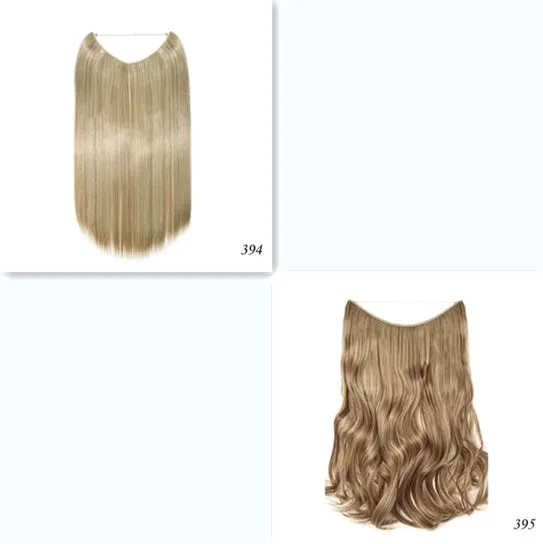 S-noilite 20 inch invisible wire hair extensions with fish line wire, silky straight synthetic black hair