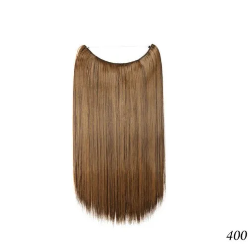 S-noilite 20 inch invisible wire hair extensions with fish line wire, silky straight synthetic black hair
