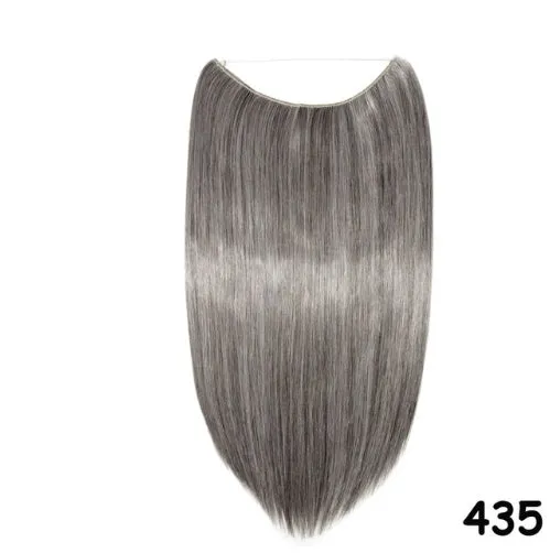 S-noilite 20 inch invisible wire hair extensions with fish line wire, silky straight synthetic black hair