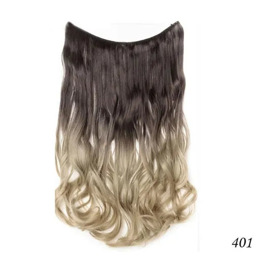 S-noilite 20 inch invisible wire hair extensions with fish line wire, silky straight synthetic black hair